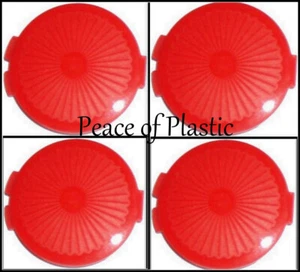 Tupperware New Set 4 Clamshell Pill Keepers Round Pocket Containers~ Red - Picture 1 of 3