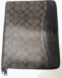 Coach Tech Case / Tablet Signature Canvas Leather document holder MahoganyBrown - Photo 1/12
