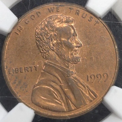1999 Lincoln Cent - Clashed Dies Mint Error - Graded MS63 RB NGC - Image 1 of 4