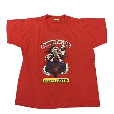 Vintage Disgustin Justin Garbage Pail Kids T-shirt GPK Youth 1985 - Image 1 of 3