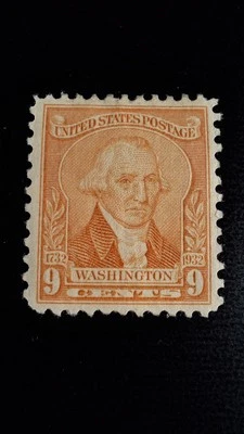 Scott #714, M/F/NH, Washington, Pale Red, 9 cent, perf 11x10.5, 1932 - Image 1 of 2