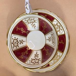 Stafford RoyalCup And Saucer burgundy and gold - Picture 1 of 5