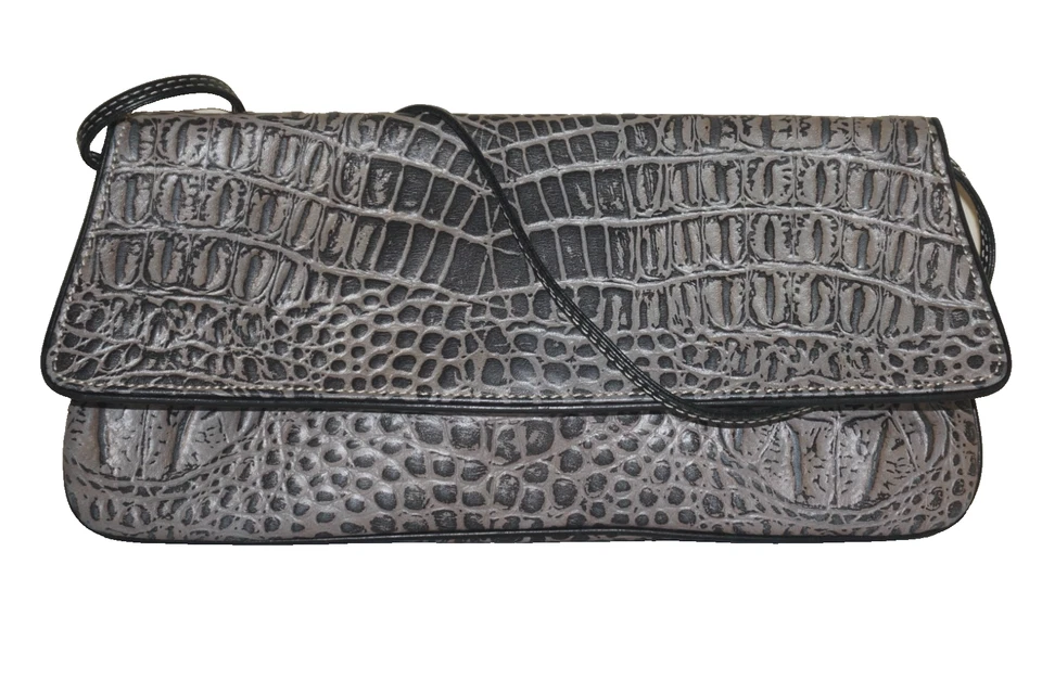 Bolso de Hombro/Bolso de Mano MARCO BUGGIANI Gris Cuero Italiano Repujado Delgado ITALIA Foto 1 de 4