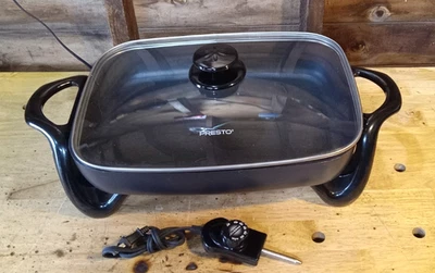 Sartén Eléctrica Presto 16 Pulgadas, Negra con Tapa de Vidrio Ajuste de Calor Ajustable 06852 Foto 1 de 4