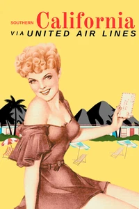 Póster de viaje retro California mediados de siglo personalizado vinilo troquelado pegatina 3,5x2,5 - Imagen 1 de 1