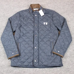 Peter Millar Suffolk Jacket Men's Medium Blue Quilted Wool Coat Golf Cup - Picture 1 of 17