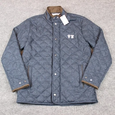 Peter Millar Suffolk Jacket Men's Medium Blue Quilted Wool Coat Golf Cup - Image 1 of 4