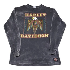Vintage 1990 Harley Davidson Faded Eagle Long Sleeve Shirt Adult Medium - Picture 1 of 7