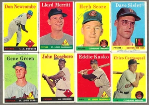 1958 Topps Don Newcombe Merritt Score Green Roseboro Kasko 8 cards FREE Shipping - Picture 1 of 2