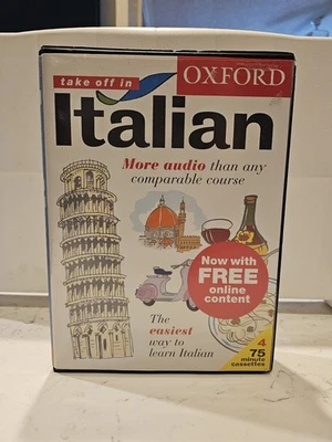 Vintage Oxford Learn Italian 4 Cassette Tapes Text Book Complete Set - Image 1 of 4
