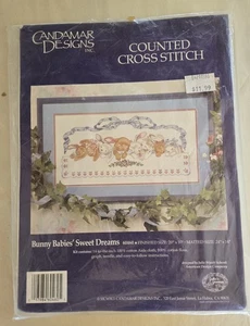 VTG 1991 Cross Stitch Kit Candamar Designs Bunny Babies' Sweet Dreams NEW #60460 - Picture 1 of 4