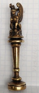 Miniatur Antike griechische Sphinx Petschaft? Pfeifenstopfer? Messing - Bild 1 von 10