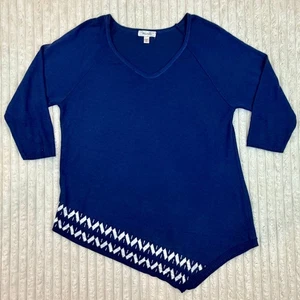 Dressbarn Damen Marineblau Asymmetrischer Saum Tunika Top Größe 1X - Bild 1 von 7