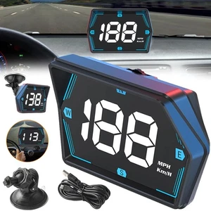Car LED HUD Head Up Display Gauge Speedometer MPH KMH RPM Warning Alarm Meter - Picture 1 of 9