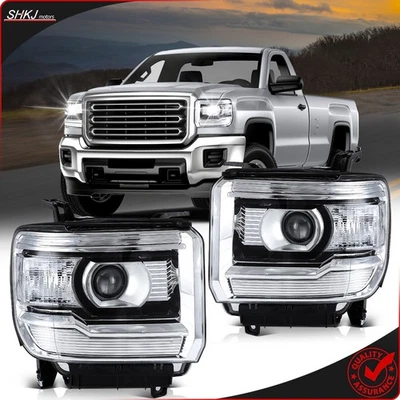 Faro para GMC Sierra 1500 2500HD 3500HD 2014-2019 base carcasa cromada Foto 1 de 4