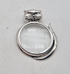 SEHR SCHÖNER MASSIVER STERLINGSILBER KATZEN DESIGN LUPENANHÄNGER - Bild 1 von 4