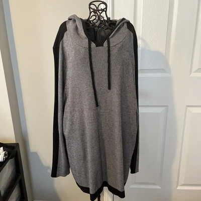 Christopher & Banks Womens Hoodie 1X Gray White Black Stripe Long Sleeve - Image 1 of 4