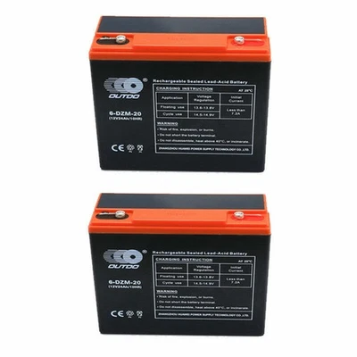 TWO 12V 24Ah Battery 6-dzm-20 6-dzf-20 For E-Scooter Golf Go Kart Wheelchair ATV - Image 1 of 4