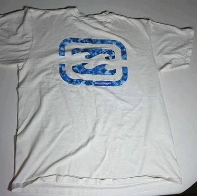 复古 Billabong 男式大号 T 恤白色标志短袖冲浪溜冰 T 恤 Y2K — 第 1/4 张图片