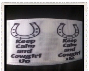 1.5" Keep Calm and Cowgirl Up Print Ribbon ~ 5 Yds ~ HAIR BOWS - Picture 1 of 1