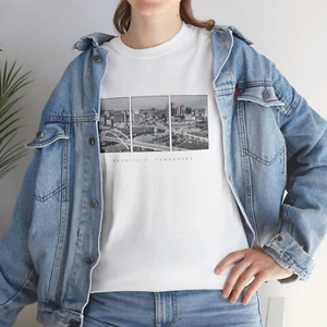 Nashville T Shirt, Unisex Apparel Tee, Travel Gift Idea, Vintage Minimal Style - Picture 1 of 12