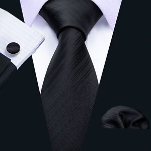 Lot neuf cravates homme en soie jacquard Paisley cravate à rayures solides Hanky ensemble boutons de manchette