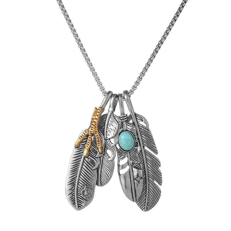 HORSE & WESTERN JEWELLERY JEWELRY NATIVE USA STYLE FEATHERS NECKLACE SILVER Foto 1 de 1