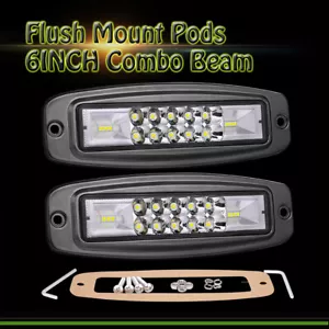 2x7" Flush Mount LED Work Light Bar Rear Bumper Backup Reverse Pods Lamp Driving - Picture 1 of 11