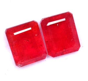 12x10mm Rubinfarbe Doublet Achteck geschnitten Paar 11,65 CTS facettiert lose Edelsteine - Bild 1 von 5