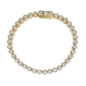 Tennisarmband 6 kt Rundschliff simuliert Diamant Lünette besetzt in 14 K Gelbgold - Bild 1 von 6