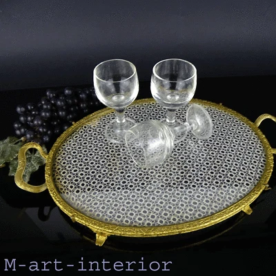 Antik Tablett, Messing Bronze Vergoldet, Empire Ormolu Tray, Frankreich, um 1860 - Bild 1 von 4