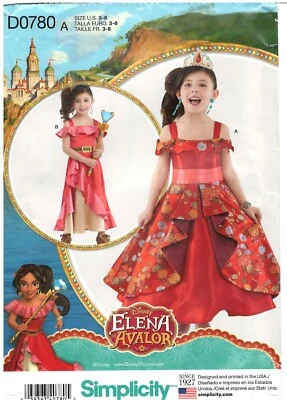 Disfraz infantil Simplicity D0780 2017 Disney Elena of Avalor patrón sin cortar Foto 1 de 3