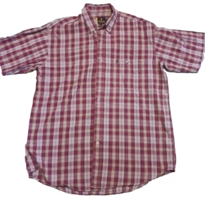 Browning Shirt Mens Large Red Brown Plaid Short Sleeve Button Up Cotton Blend - Picture 1 of 5