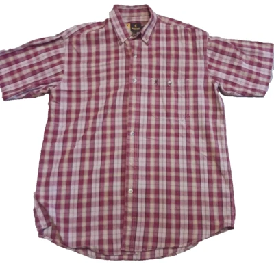 Browning Shirt Mens Large Red Brown  Plaid Short Sleeve Button Up Cotton Blend - Image 1 of 4