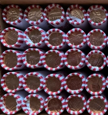 2025 D Lincoln Cents. Half Box, 25 Rolls, 1250 BU Penny Coins Ready to Ship - Image 1 of 2