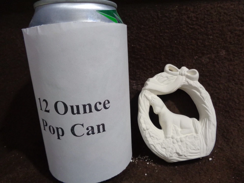 D555 - Ceramic Bisque Ornament: Unicorn in Wreath - 3D- Ready to Paint - Image 1 of 1