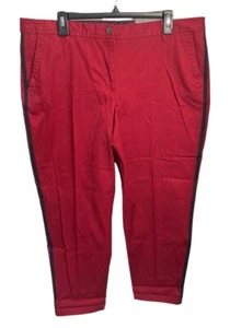 Talbots Girlfriend Chino Pants Size 16 Red With Navy Stripe Ankle Relaxed - Picture 1 of 5