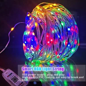 Smart String Lights LED Christmas Tree Fairy Lamps RGB Remote Control Decor Bar - Picture 1 of 13