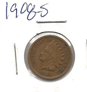 1908-S Indian Cent : Very Fine - Picture 1 of 2