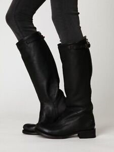 ASH Destroyer Tall Black Boots Riding Boots Distressed Pebbled Leather