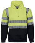 Men's 2 Tone Hi Vis Sweatshirt Hooded Jumper Fleece Workwear Hoodie S-XXL