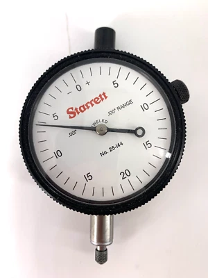 Starrett Model 25-144 Dial Indicator Jeweled .100" 0.25" Range In Great Shape