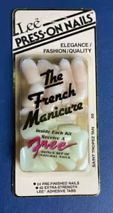 VTG USA NEW '90's Dead Stock LEE Press on Nails French Manicure Bonus Nails Tan - Picture 1 of 3