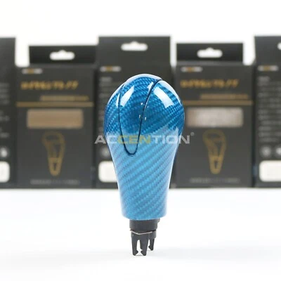 Perilla de cambio de carbono azul real para Infiniti G25 G37 FX37 EX37 QX70 Q60 QX50 Foto 1 de 4