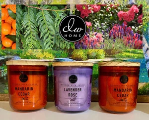 $180.00 3 x Huge DW Home MANDARIN CEDAR Candles LAVENDER ROSE 320gm Vegan USA - Picture 1 of 11