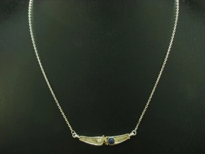 Collana In Argento Sterling 925 Con Lapislazzuli E Zirconia / 40,0cm / 3,7g - Immagine 1 di 3