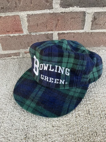 Vintage Bowling Green University Black Watch Plaid Adjustable Hat VTG Falcons Cover