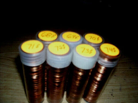 7 Roll penny lincoln set cent Bu 1968s 1969s 1970s 1971s 1972s 1973s 1974s Cover