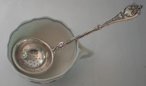 Antique German Silver Plated Long Handled Tea Strainer / Mote Remover/ Sift (BC) - Picture 1 of 10