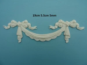 french chic Decorative swag and bow resin applique furniture moulding onlay o42A - Picture 1 of 4